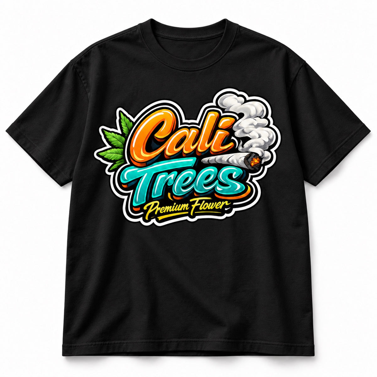 Black Cali Trees Premium Flower graphic T-shirt